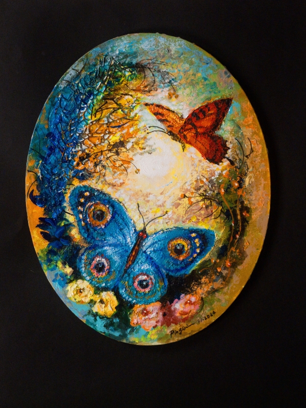 Red and Blue Butterflies by artist Ping Irvin